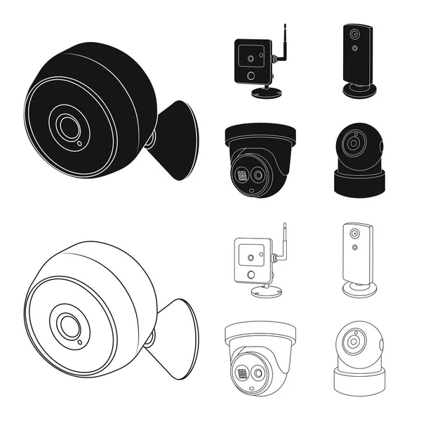 Design vettoriale del segno cctv e fotocamera. Raccolta di icone vettoriali cctv e di sistema per magazzino . — Vettoriale Stock