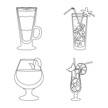İçecek ve buz işareti vektör illüstrasyon. Web için içecek ve shaker stok sembolü seti.