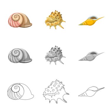 Hayvan ve dekorasyon işareti vektör tasarımı. Hayvan ve okyanus hisse senedi vektör çizim topluluğu.