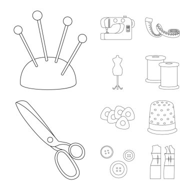Moda ve terzilik sembolü vektör Illustration. Set moda ve tekstil vektör simgesi stok için.