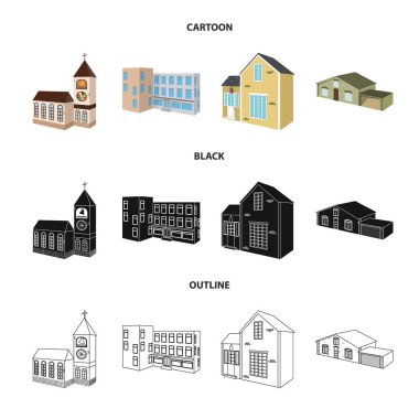 Cephe ve işareti konut yalıtılmış nesne. Web için cephe ve altyapı hisse senedi simgesi kümesi.