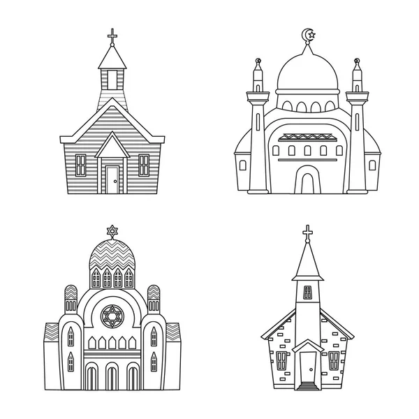 Ilustración vectorial del logotipo de la arquitectura y la fe. Colección de arquitectura y templo símbolo de stock para la web . — Vector de stock