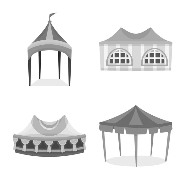 Изолированный объект наружного и архитектурного логотипа. Набор векторных иллюстраций на открытом воздухе и в укрытии . — стоковый вектор