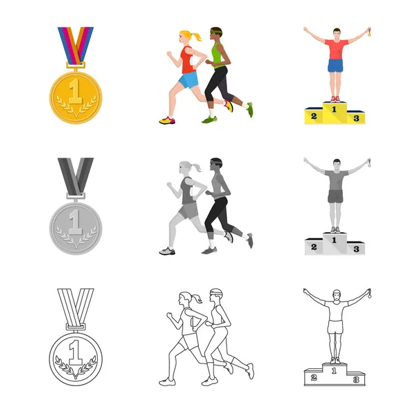 Vektoros illusztráció a sport és a győztes ikonra. Sport és fitness vektor ikon-készletek beállítása. — Stock Vector