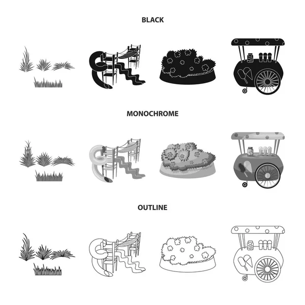 Illustration vectorielle des panneaux urbains et routiers. Ensemble d'illustration vectorielle de stock urbain et de relaxation . — Image vectorielle