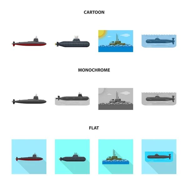 Geïsoleerde object van oorlog en schip logo. Verzameling van oorlog en vloot aandelensymbool voor web. — Stockvector