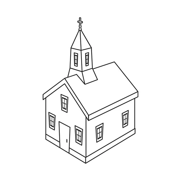 교회와 기독교 아이콘의 벡터 디자인입니다. 웹 교회와 첨탑 주식 기호의 컬렉션. — 스톡 벡터