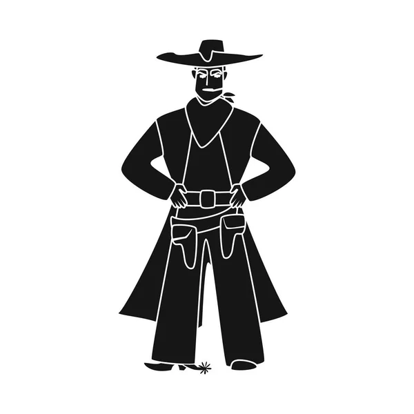 Objeto isolado do logotipo do cowboy e do homem. Conjunto de cowboy e chapéu estoque vetor ilustração . — Vetor de Stock