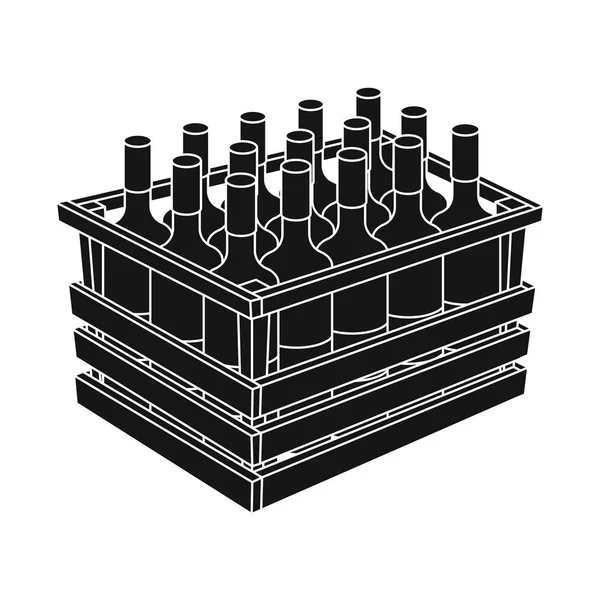 Vektorillustration des Weins und des Logos der Schachtel. Set Wein und hölzerne Vektor-Ikone für Lager. — Stockvektor