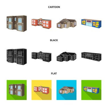 Cephe ve konut logo vektör çizimi. Cephe ve altyapı hisse senedi vektör çizim seti.