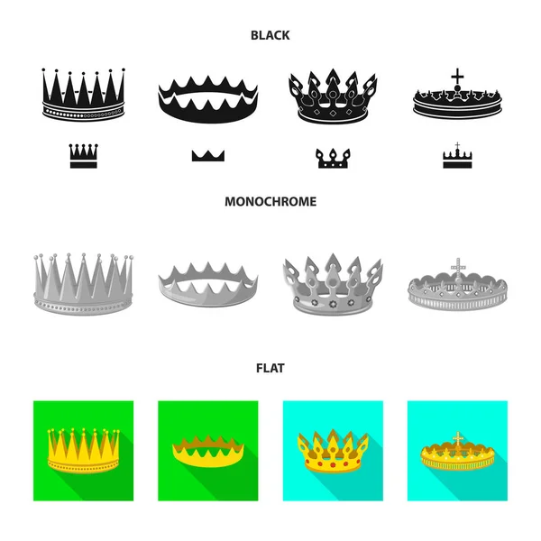 Design vetorial do ícone medieval e da nobreza. Conjunto de ícone vetorial medieval e monárquico para estoque . — Vetor de Stock