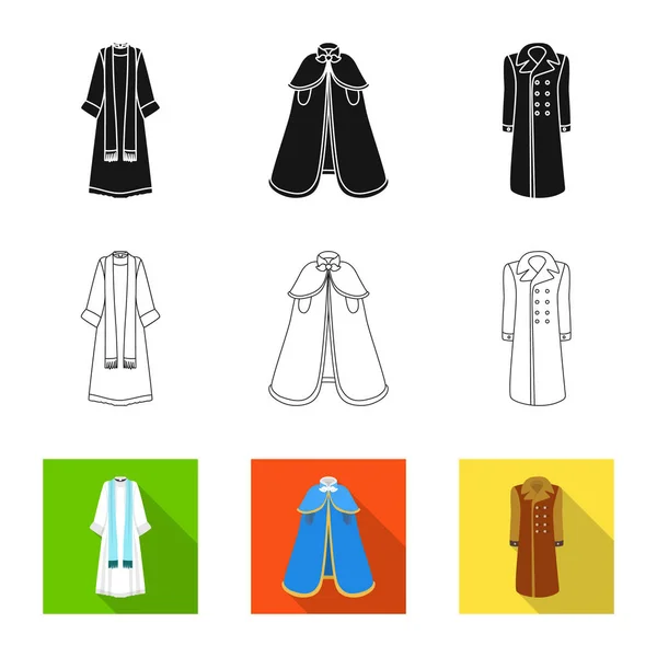 Objeto aislado de material e icono de la ropa. Conjunto de material y prendas de vestir símbolo de tela . — Vector de stock
