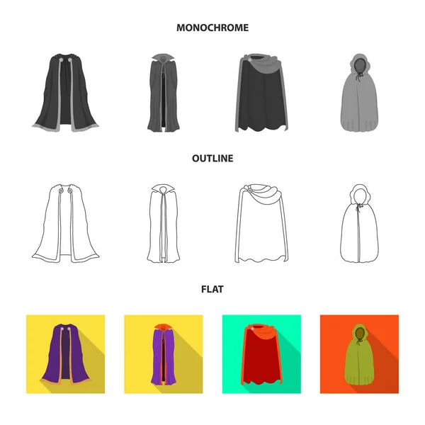 Diseño vectorial de material y símbolo de la ropa. Conjunto de material e icono de vectores de prendas de vestir para stock . — Archivo Imágenes Vectoriales