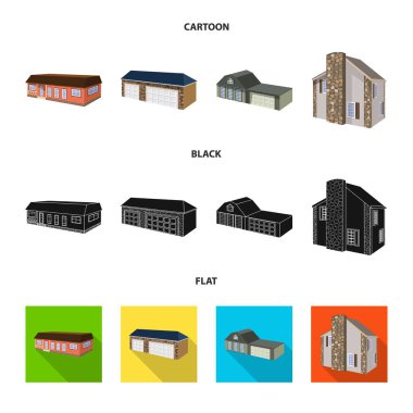Cephe ve konut işareti tasarımı vektör. Cephe ve altyapı hisse senedi vektör çizim seti.