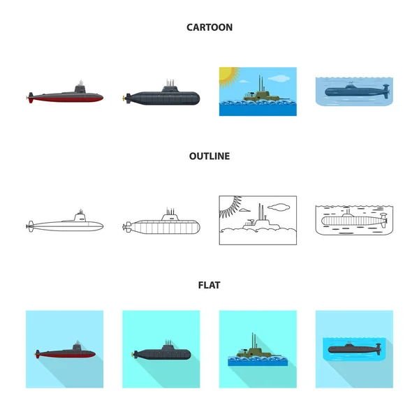 Disegno vettoriale di guerra e segno della nave. Set di icone vettoriali di guerra e flotta per stock . — Vettoriale Stock