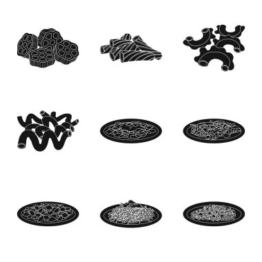 Makarna ve karbonhidrat simge vektör Illustration. Makarna ve makarna koleksiyonu vektör hisse senedi simgesi.