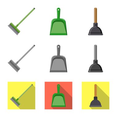 Temizlik ve servis işareti vektör tasarımı. Temizlik ve ev hisse senedi vektör çizim topluluğu.