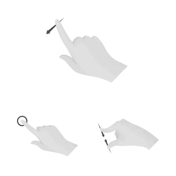 Objeto isolado de tela sensível ao toque e logotipo da mão. Conjunto de tela sensível ao toque e ilustração vetorial de estoque de toque . —  Vetores de Stock