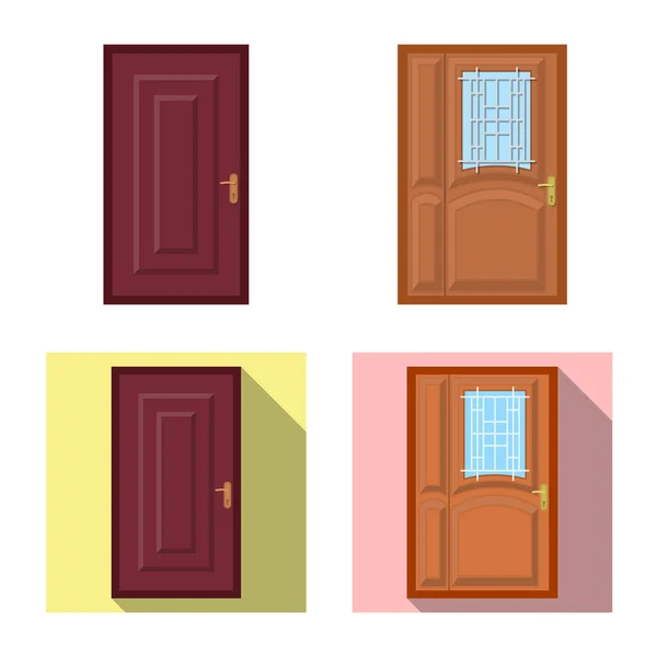 Vektor-Design von Tür und Front-Symbol. Sammlung von Tür- und Holzstocksymbolen für das Netz. — Stockvektor