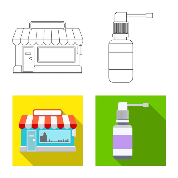 Векторная иллюстрация аптеки и больничного символа. Коллекция аптеки и иконки бизнес-вектора на складе . — стоковый вектор