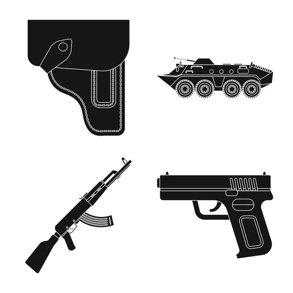 Ilustración vectorial del arma y el logotipo del arma. Conjunto de armas y ejército icono de vector para la acción . — Archivo Imágenes Vectoriales