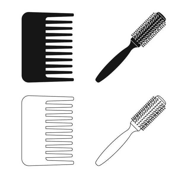Objeto aislado de pincel y signo de cabello. Conjunto de cepillo y cepillo vector icono para stock . — Vector de stock