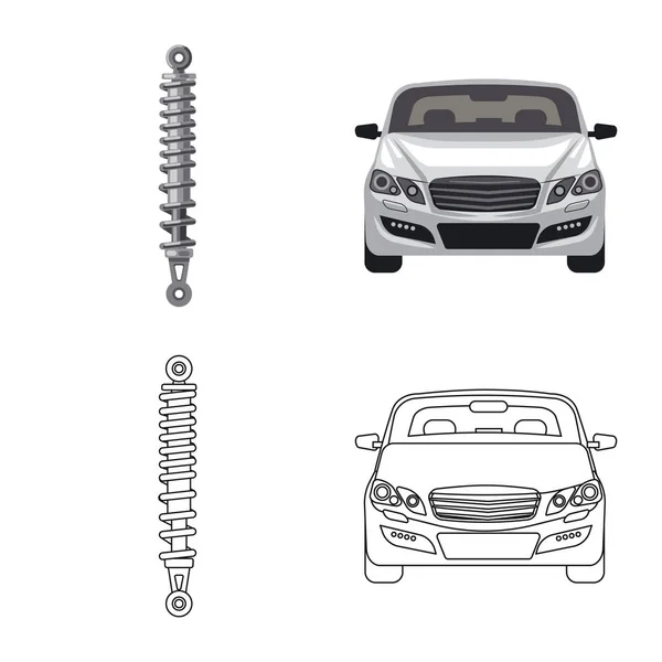 Geïsoleerde object van auto en deel teken. Set van auto en auto voorraad vectorillustratie. — Stockvector