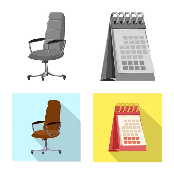 Diseño vectorial de muebles y símbolo de trabajo. Colección de muebles y casa símbolo de stock para la web . — Vector de stock