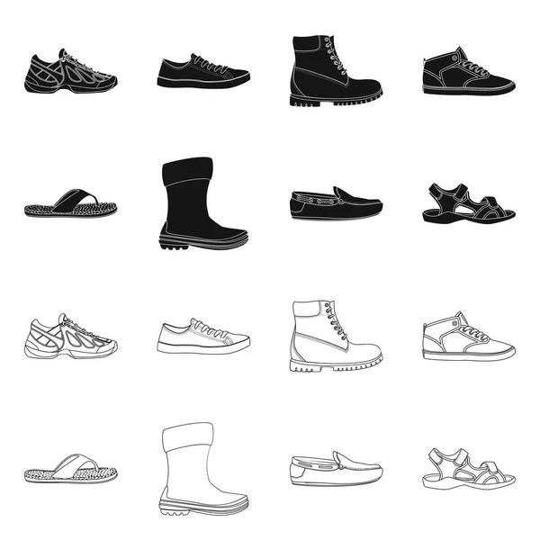Vektor design av sko och skodon tecken. Samling av skon och foten lager vektorillustration. — Stock vektor