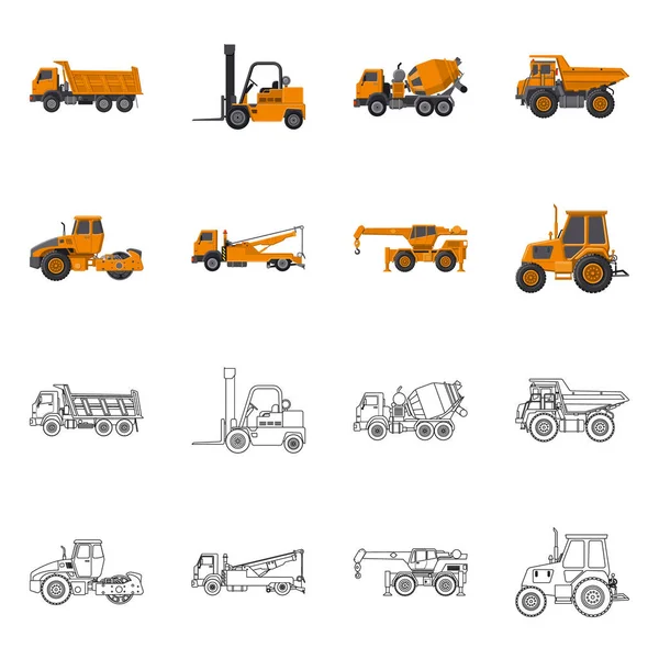 Vektor-Illustration des Build und Bau-Logos. Sammlung von Vektor-Abbildungen für Gebäude und Maschinen. — Stockvektor