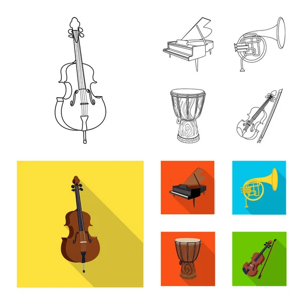 Objet isolé de musique et logo tune. Ensemble de musique et outil stock symbole pour le web . — Image vectorielle