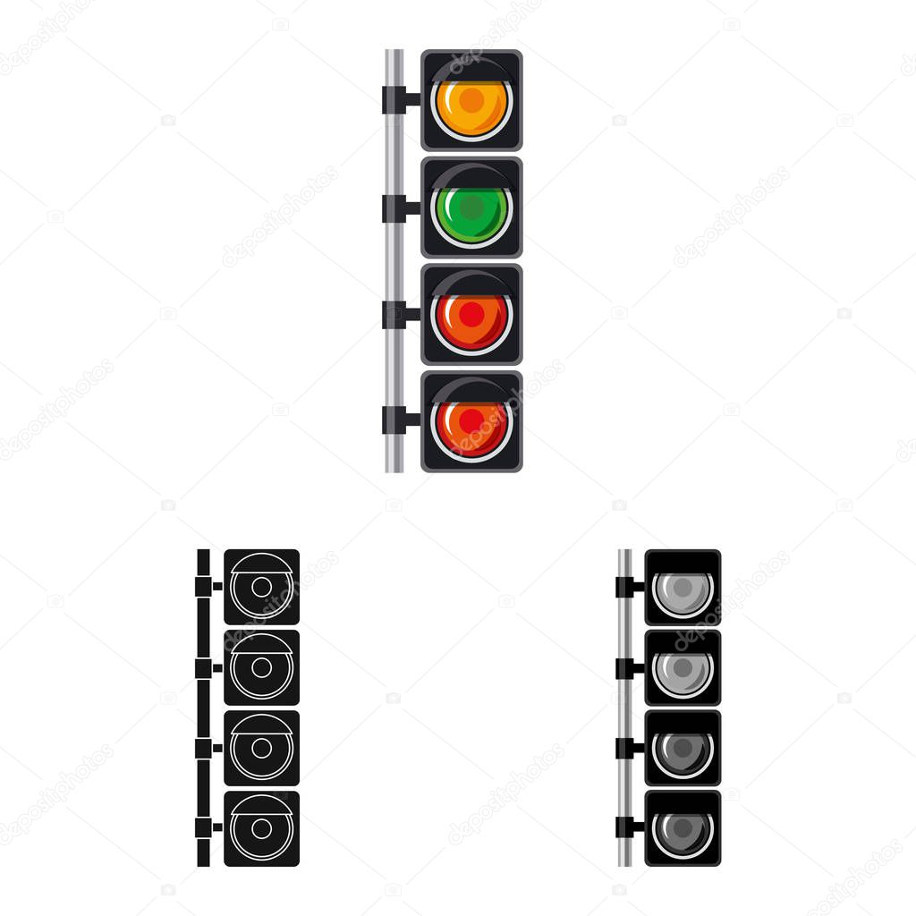 Vector illustration of car and rally sign. Set of car and race stock symbol for web.