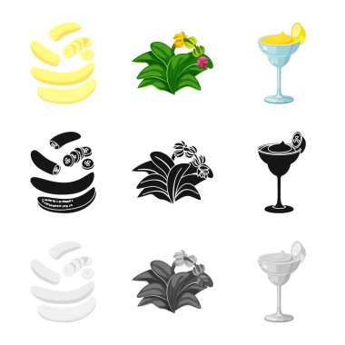 Doğal ve vejetaryen işareti vektör tasarımı. Hisse senedi için doğal ve yeme vektör simge topluluğu.