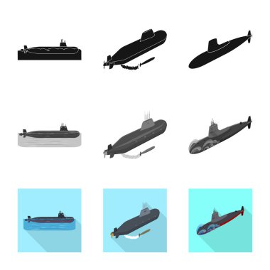 Savaş ve gemi logo yalıtılmış nesne. Savaş ve filo hisse senedi vektör çizim.