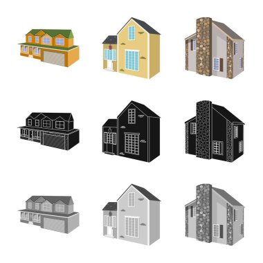 Cephe ve konut simge vektör tasarımı. Cephe ve altyapı hisse senedi simgesi için web topluluğu.