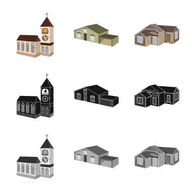 Cephe ve konut logo vektör çizimi. Cephe ve altyapı vektör simgesini hissenin topluluğu.