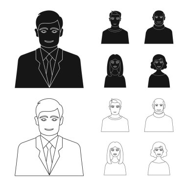 Vektör tasarımı bir saç modeli ve meslek işaret. Hisse senedi simgesi web için saç modeli ve karakter kümesi.