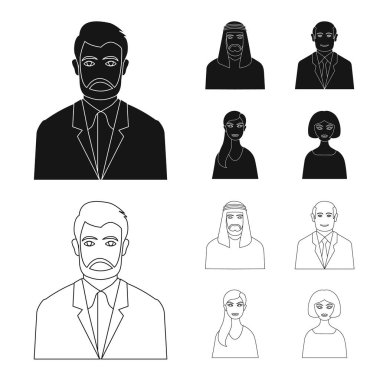 Saç modeli ve meslek simge vektör Illustration. Hisse senedi için saç modeli ve karakter vektör simge topluluğu.