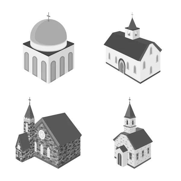 Ilustración vectorial de hito e icono del clero. Colección de punto de referencia e ilustración de vector de stock de religión . — Vector de stock