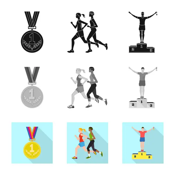 Objeto aislado del deporte y símbolo ganador. Colección de deporte y fitness vector icono para stock . — Vector de stock