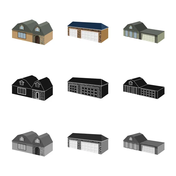 Objet isolé de façade et signe de logement. Ensemble d'icône vectorielle de façade et d'infrastructure pour le stock . — Image vectorielle