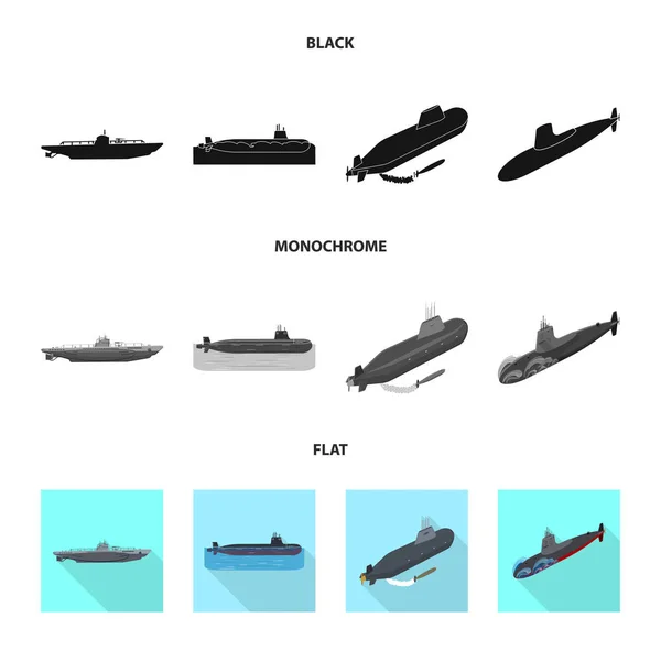 Διάνυσμα σχεδιασμός εικονίδιο πόλεμος και το πλοίο. Σύνολο πολέμου και στόλου απόθεμα διανυσματικά εικονογράφηση. — Διανυσματικό Αρχείο