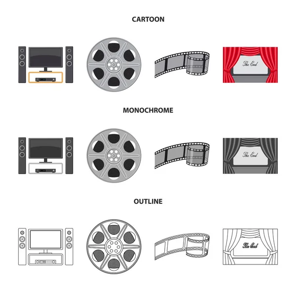 Vector ontwerp van televisie en filmen symbool. Collectie van televisie en het beurssymbool voor web bekijken. — Stockvector