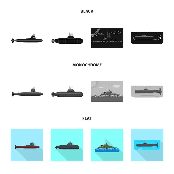 Vector εικονογράφηση του πολέμου και το πλοίο λογότυπο. Σύνολο πολέμου και το εικονίδιο στόλου διάνυσμα απόθεμα. — Διανυσματικό Αρχείο