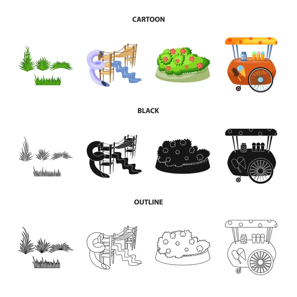 Diseño vectorial de letrero urbano y callejero. Conjunto de icono vectorial urbano y de relajación para stock . — Archivo Imágenes Vectoriales