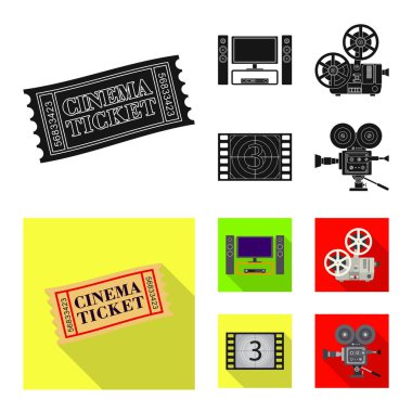 Televizyon ve işareti filme vektör tasarımı. Televizyon ve hisse senedi vektör çizim ile ilgilenen koleksiyonu.