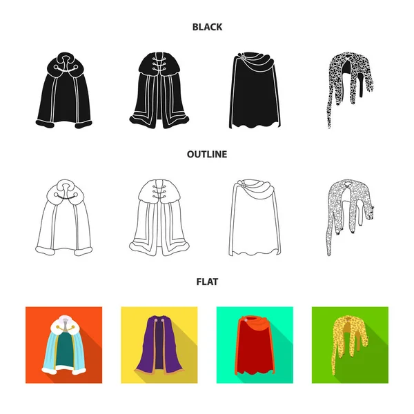 Objeto aislado de material y símbolo de la ropa. Conjunto de material e ilustración de vectores de prendas de vestir . — Archivo Imágenes Vectoriales