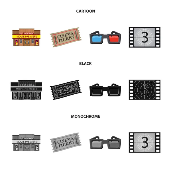 Vector design of television and filming sign. Set of television and viewing stock symbol for web. — Stock Vector