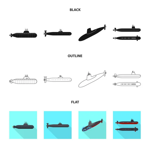 Εικονογράφηση διάνυσμα εικονίδιο πόλεμος και το πλοίο. Συλλογή του πολέμου και στόλο σύμβολο μετοχής για το web. — Διανυσματικό Αρχείο