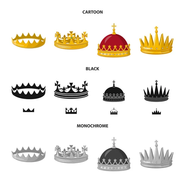 Vectorillustratie van de middeleeuwse en symbool van de adel. Set van middeleeuwse en monarchie vector pictogram voor voorraad. — Stockvector